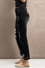 Black Washed Straight Leg Distressed High Waist Jeans