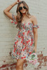 Red Off The Shoulder Floral Dress