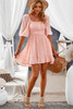 Bow Knot Square Neck Ruffled High Waist Mini Dress