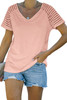 Pink Striped Raglan Sleeve Tee