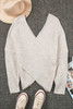 Apricot Criss Cross Wrap Plunging Neck Sweater