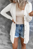 White Solid Color Open-Front Buttons Cardigan