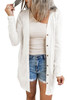 White Solid Color Open-Front Buttons Cardigan