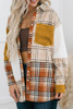 Orange Plaid Color Block Patchwork Shirt Jacket with Pocket Orange Plaid Color Block Patchwork Shirt Jacket with Pocket