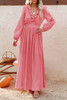 Ruffled V Neck Empire Waist Maxi Dress