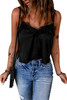 Black Lace Contrast Backless Spaghetti Straps Tank Top