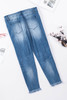 Sky Blue Plus Size High Rise Buttons Skinny Jeans