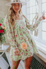 Green Square Neck Empire Waist Babydoll Floral Dress