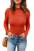 Red Crochet Hollowed Knit long Sleeve Pullover