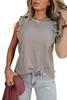 Gray Crew Neck Ruffled Striped Tank Top Gray Crew Neck Ruffled Striped Tank Top