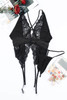 Black Lace Satin Deep V-Neck Bustier and Thong Set