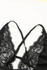 Black Lace Satin Deep V-Neck Bustier and Thong Set