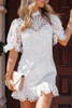 White Puff Sleeve Crochet Lace Mini Dress