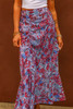 Bohemian Floral Drawstring Ruched Long Skirt