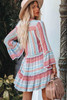 Boho Printed Tiered Bell Sleeve Babydoll Dress