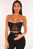 Black Studded Mesh Elastic Straps Bustier Crop Top