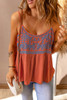 Boho Pattern Embroidery Spaghetti Strap Cami Top