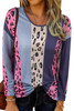 Color Block Leopard Long Sleeve Blouse