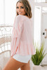 Pink Textured Dotted Ruffle Puffy Sleeve Peplum Blouse