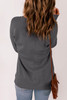 Gray Ribbed V Neck Drop Shoulder Sweatshirt