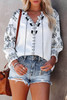 Boho Embroidered Split Neck Blouse