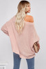 Pink Waffle Knit Eyelet Long Sleeve Blouse
