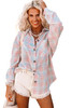 Pink Collared Neckline Plaid Pattern Long Sleeve Shirt