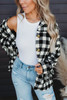 Black Fringed Plaid Print Shacket