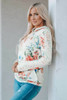 Apricot Floral Print Lace Contrast Long Sleeve Hoodie