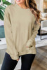 Khaki Plain Crew Neck Pullover Sweatshirt