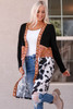 Black Western Pattern Cow Patchwork Open Front Cardigan