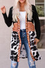 Black Western Pattern Cow Patchwork Open Front Cardigan