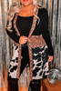 Black Western Pattern Cow Patchwork Open Front Cardigan