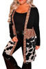 Black Western Pattern Cow Patchwork Open Front Cardigan