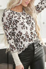 Leopard Print Long Sleeve Top with Contrast Cuffs