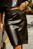 Black Elastic Waist Zip Side Faux Leather Short Skirt