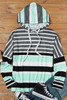 Green Striped Drawstring Long Sleeve Hoodie