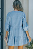 Sky Blue Split Neck Tiered Denim Dress