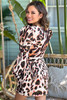 Leopard Print Wrap Long Sleeve Mini Dress