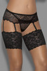 Black Lace Over The Top Garter Belt with Thong