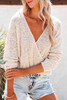 Beige V Neck Wrap Backless Knit Sweater