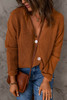 Brown V Neck Drop Shoulder Buttons Cardigan