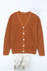 Brown V Neck Drop Shoulder Buttons Cardigan