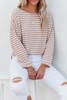 Striped Print Drop Shoulder Long Sleeve Top