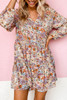 Multicolor Split Neck Buttons Front Shirt Floral Dress