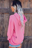 Pink Shabby Distressed Drawstring Hoodie