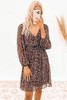 Leopard V Neck Bubble Sleeves Midi Dress