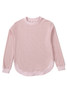 Pink Crew Neck Ribbed Trim Waffle Knit Top