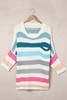 Multicolor Striped Knit Top with Chest Pocket