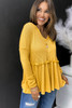 Yellow V Neck Drop Shoulder Hooded Flowy Top with Frill